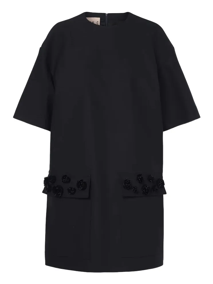 Plan C Embellished wool-blend gabardine minidress