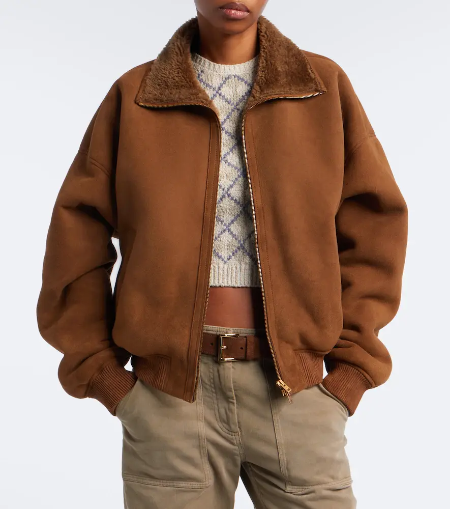 Acne Studios Shearling-lined suede bomber jacket | Thumbnail 7