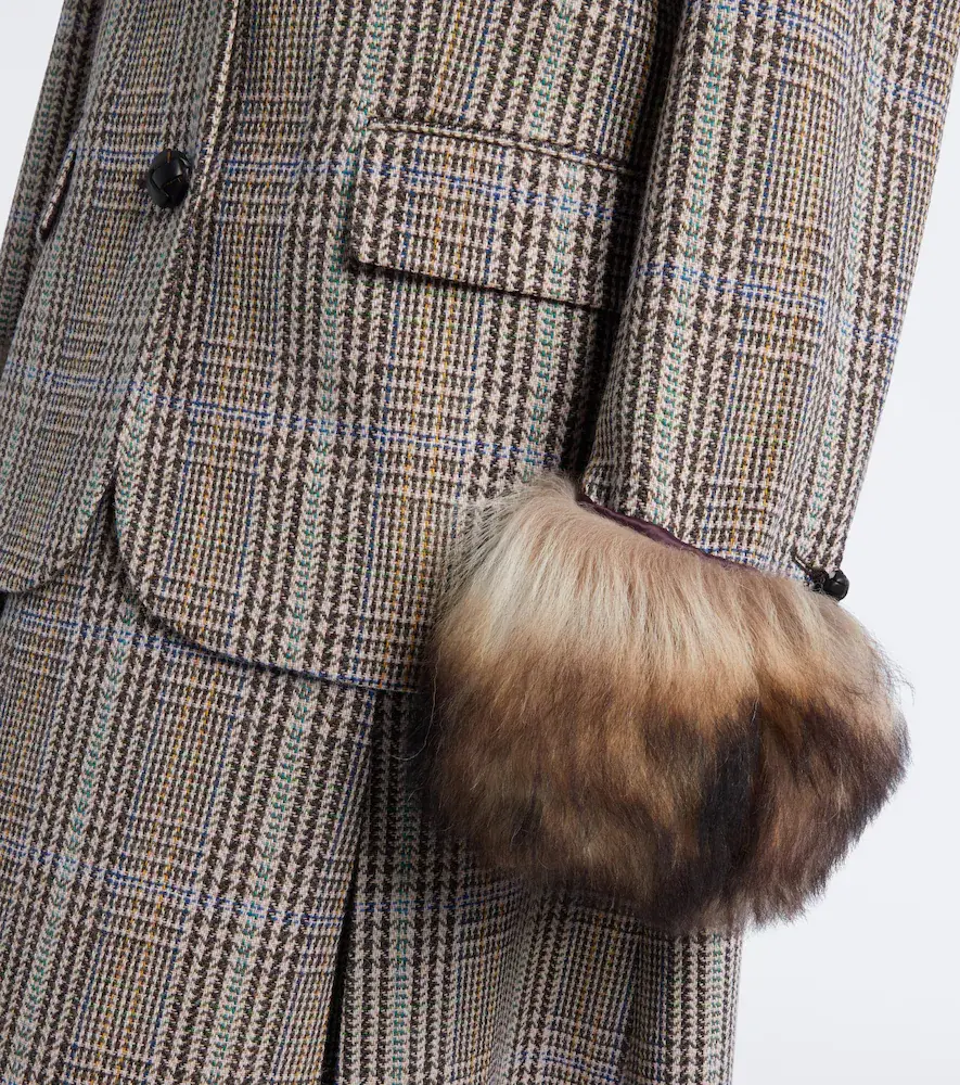 Acne Studios Checked shearling-trimmed wool blazer | Thumbnail 2