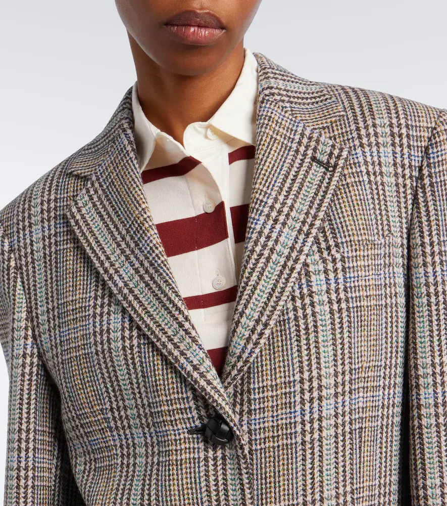 Acne Studios Checked shearling-trimmed wool blazer | Thumbnail 5