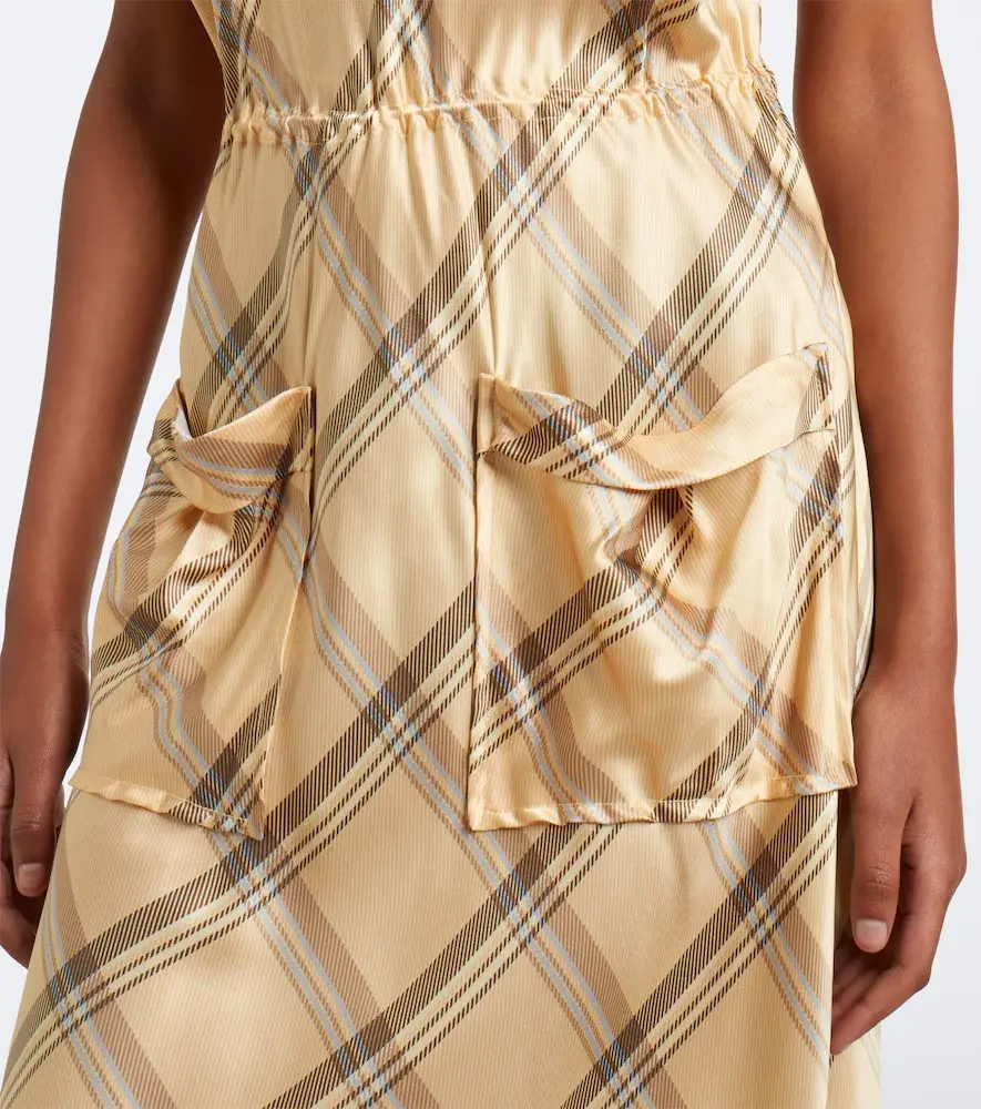 Rabanne Plaid lace-trimmed silk satin midi dress | Thumbnail 5 Rabanne Plaid lace-trimmed silk satin midi dress | Thumbnail 5