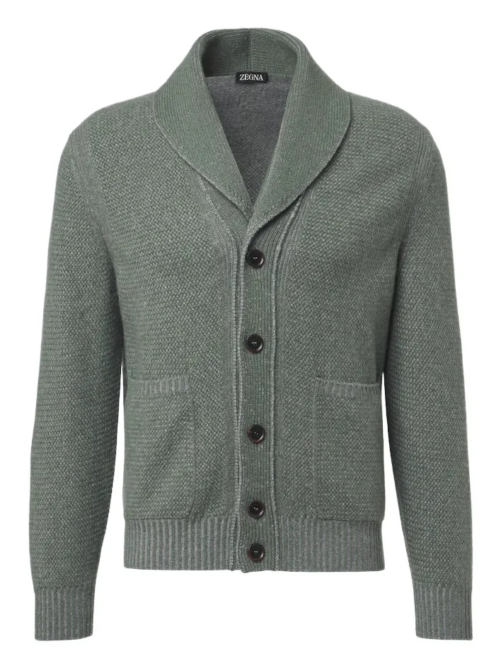 Zegna Waffle-knit cashmere and wool cardigan