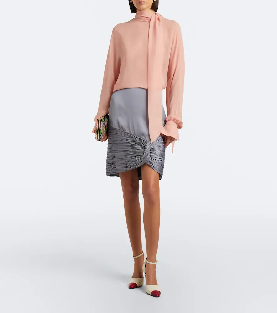 Valentino Garavani Plissé cady satin miniskirt | Thumbnail 2 Valentino Garavani Plissé cady satin miniskirt | Thumbnail 2