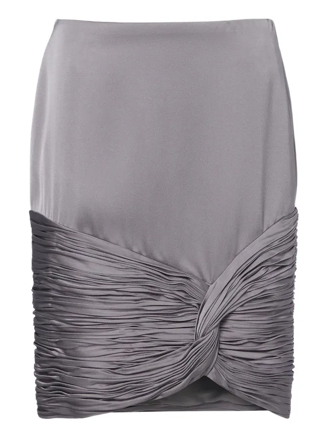 Plissé cady satin miniskirt