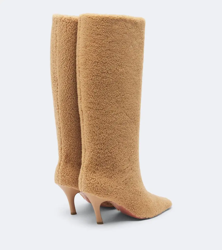 Amina Muaddi Mona shearling knee-high boots | Thumbnail 2