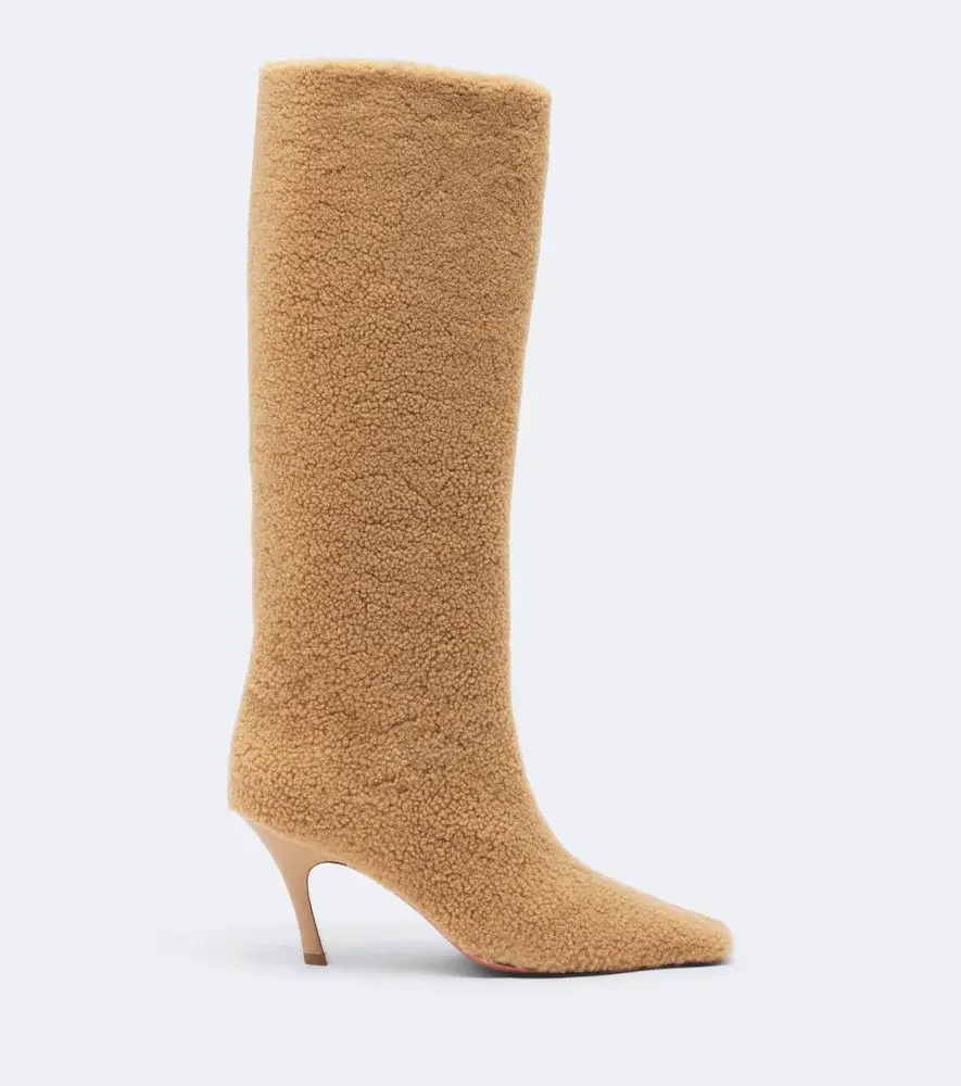 Amina Muaddi Mona shearling knee-high boots | Thumbnail 3