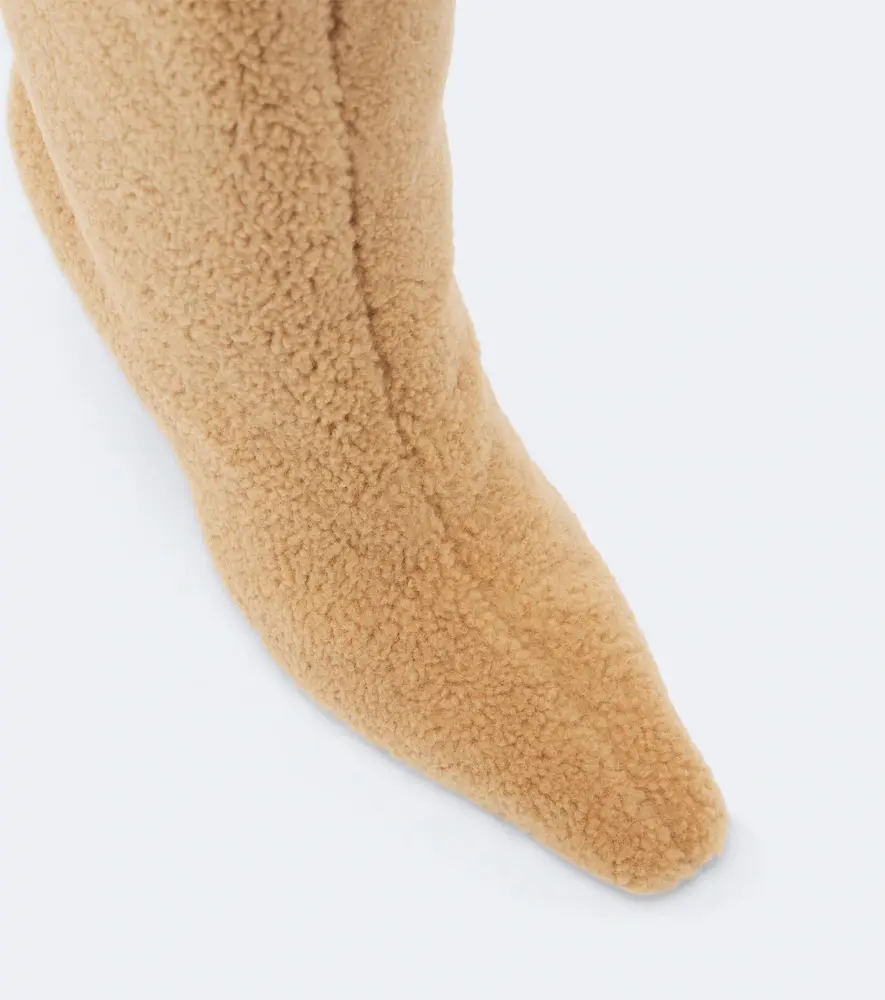 Amina Muaddi Mona shearling knee-high boots | Thumbnail 4