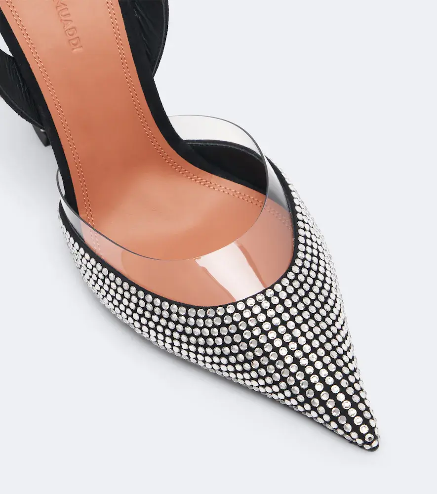 Amina Muaddi Lara embellished suede slingback pumps | Thumbnail 3 Amina Muaddi Lara embellished suede slingback pumps | Thumbnail 3