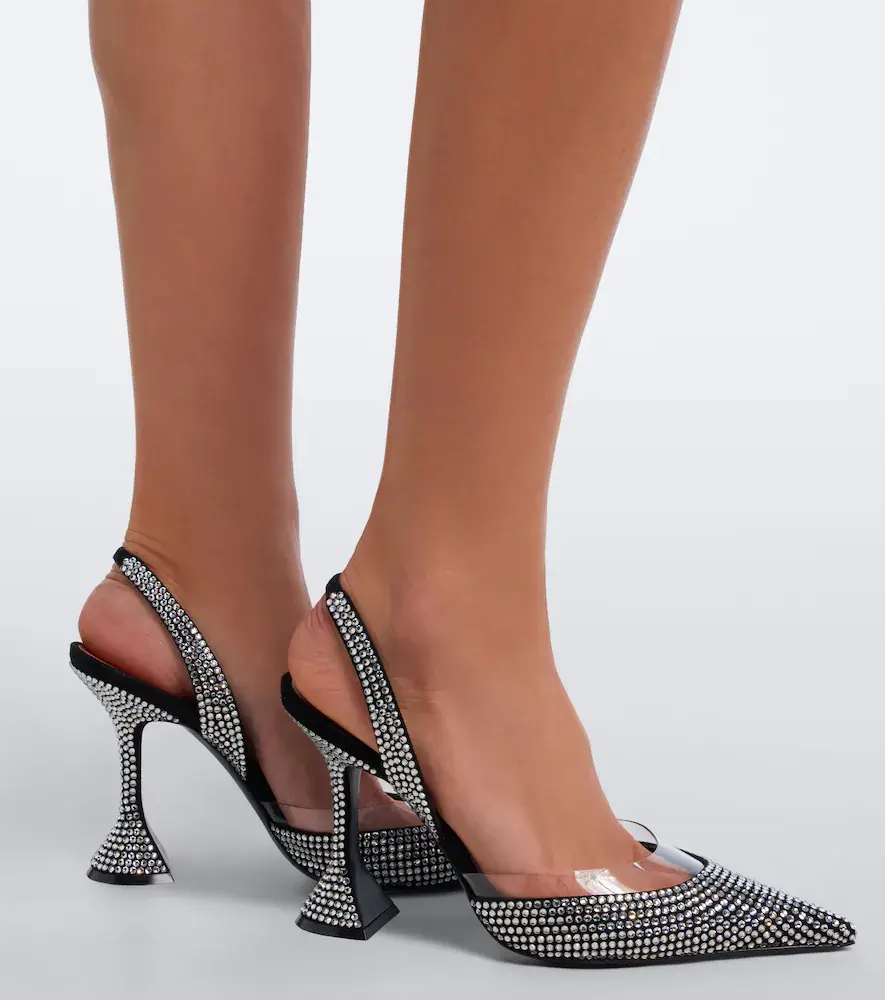 Amina Muaddi Lara embellished suede slingback pumps | Thumbnail 6 Amina Muaddi Lara embellished suede slingback pumps | Thumbnail 6