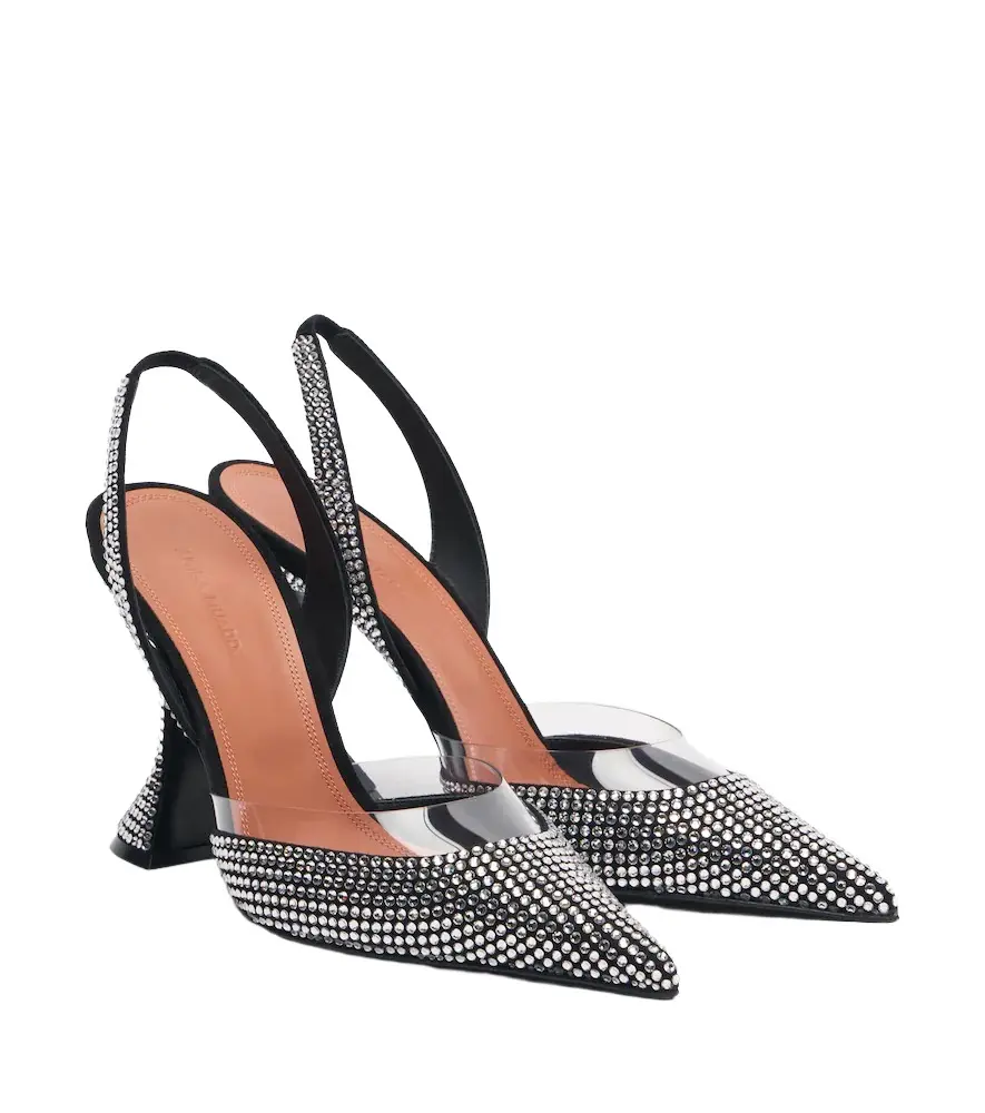 Lara embellished suede slingback pumps