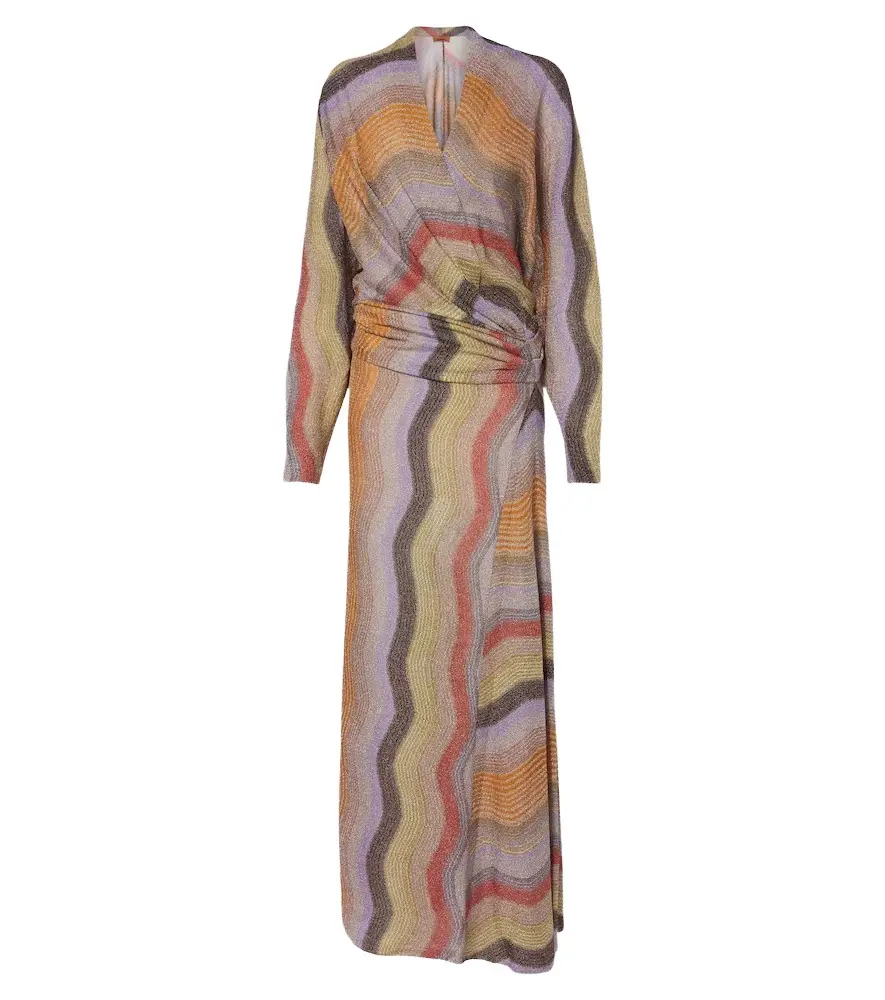 Draped printed lamé gown Draped printed lamé gown