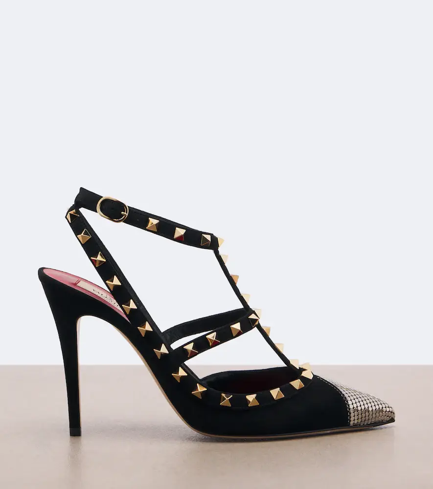 Valentino Garavani Rockstud chainmail suede pumps | Thumbnail 2 Valentino Garavani Rockstud chainmail suede pumps | Thumbnail 2