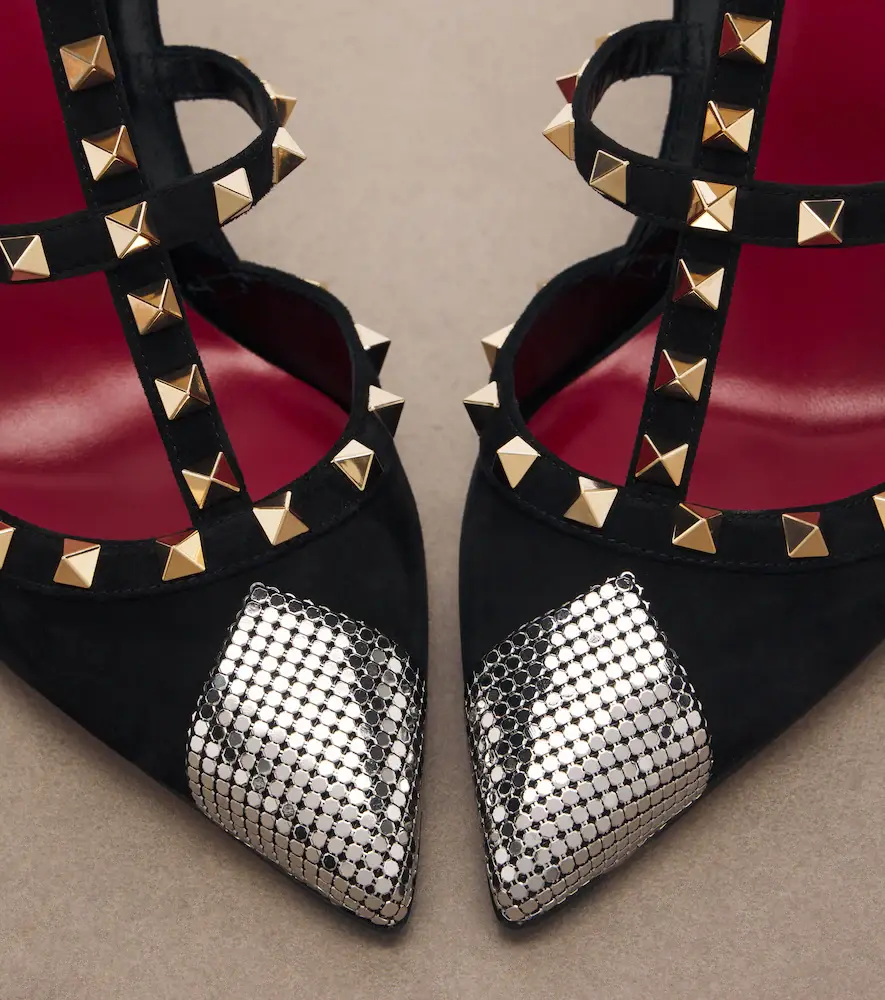 Valentino Garavani Rockstud chainmail suede pumps | Thumbnail 4 Valentino Garavani Rockstud chainmail suede pumps | Thumbnail 4