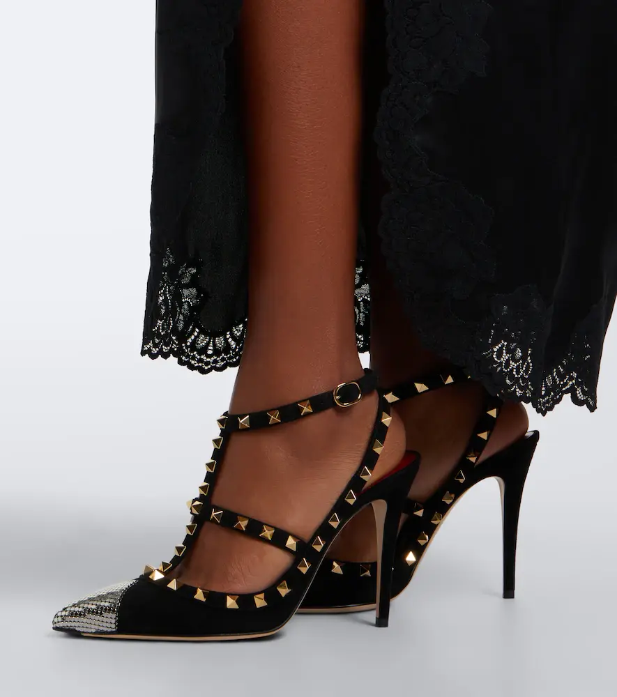 Valentino Garavani Rockstud chainmail suede pumps | Thumbnail 6 Valentino Garavani Rockstud chainmail suede pumps | Thumbnail 6