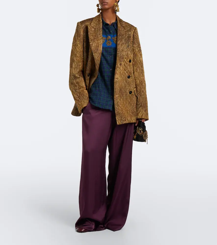Dries Van Noten Checked embroidered cotton flannel shirt | Thumbnail 3