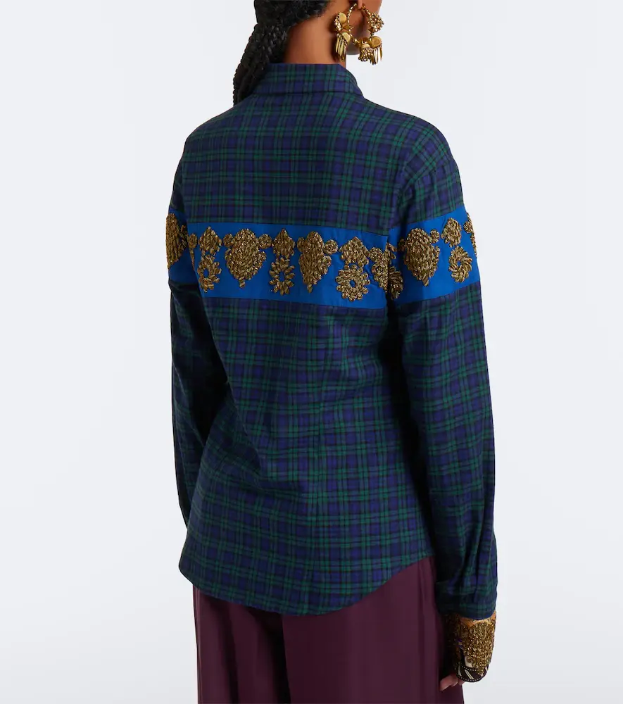 Dries Van Noten Checked embroidered cotton flannel shirt | Thumbnail 5