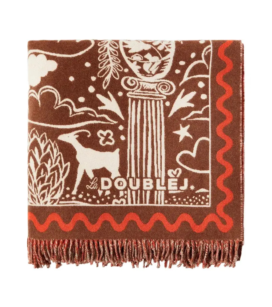 La DoubleJ Ionic wool and cashmere intarsia blanket