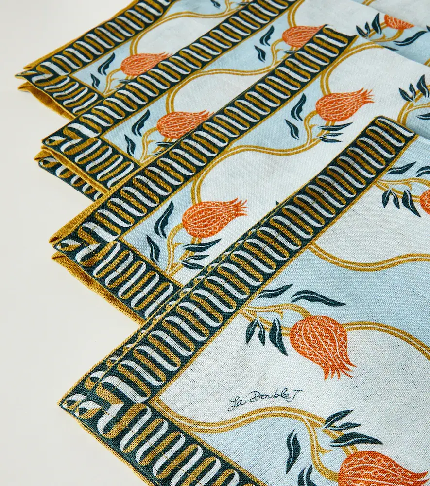 La DoubleJ Melograno Large set of 4 floral linen napkins | Thumbnail 3