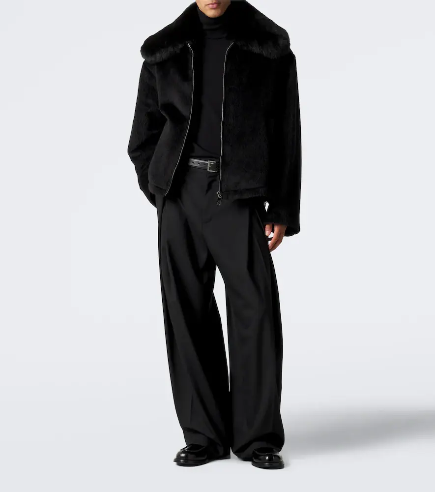 Dolce & Gabbana Shearling-trimmed alpaca and wool jacket | Thumbnail 2 Dolce & Gabbana Shearling-trimmed alpaca and wool jacket | Thumbnail 2
