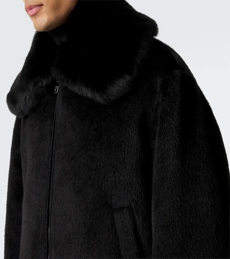 Dolce & Gabbana Shearling-trimmed alpaca and wool jacket | Thumbnail 4 Dolce & Gabbana Shearling-trimmed alpaca and wool jacket | Thumbnail 4