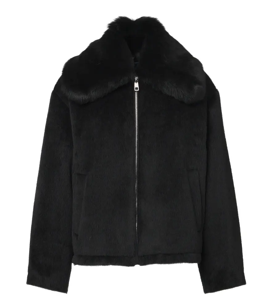 Dolce & Gabbana Shearling-trimmed alpaca and wool jacket