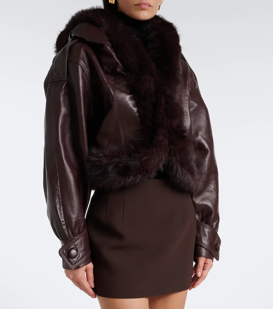 Retrofête Retrofête Jia cropped leather jacket | Thumbnail 2