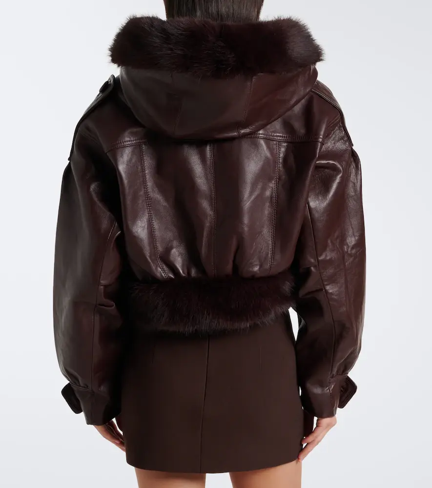 Retrofête Retrofête Jia cropped leather jacket | Thumbnail 6