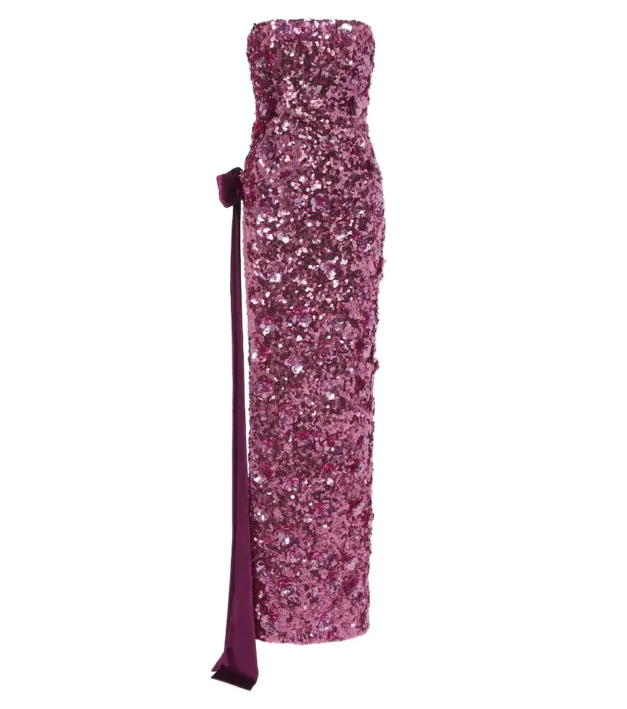 Retrofête Retrofête Sylpha bow-detail sequined bustier gown
