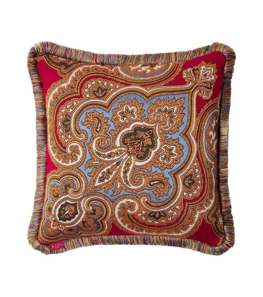 Etro Kash fringed paisley jacquard cushion