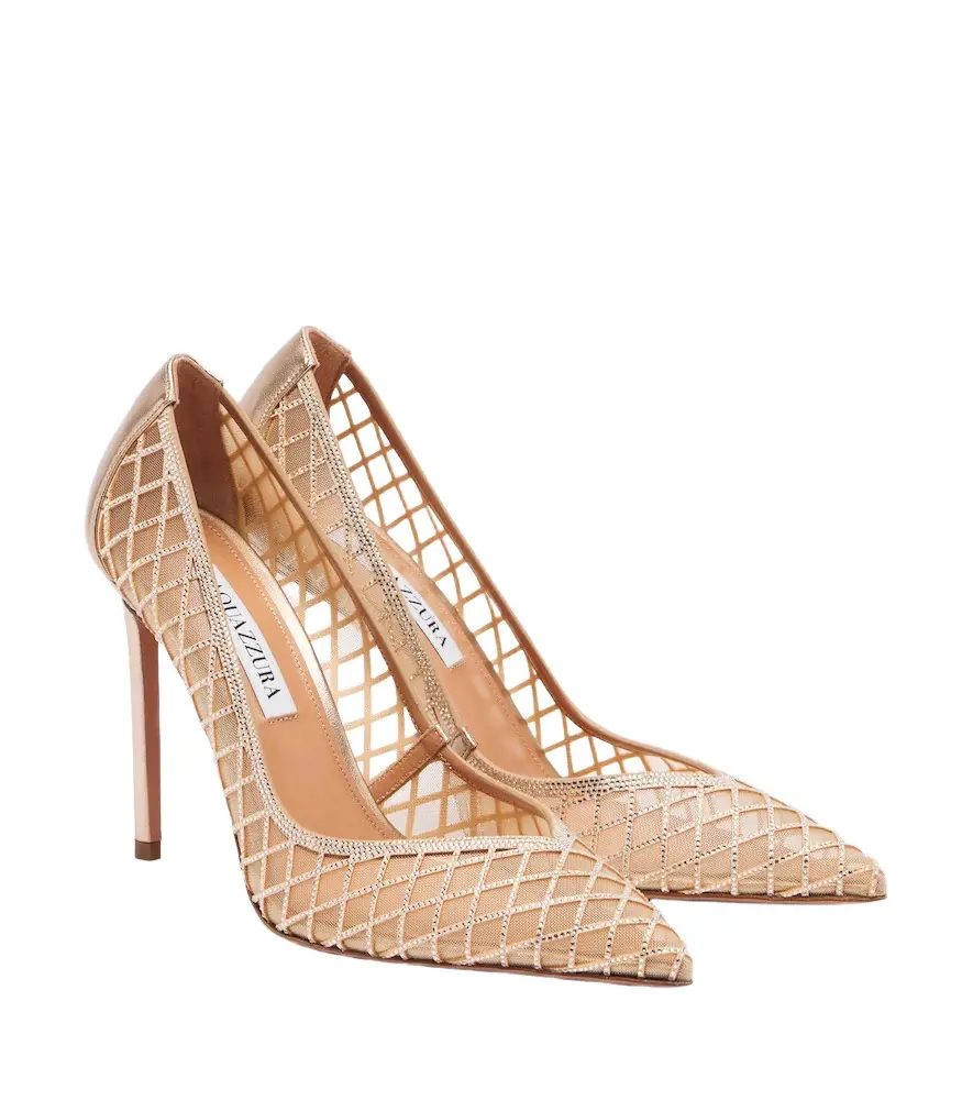 Aquazzura Lumiere embellished mesh pumps