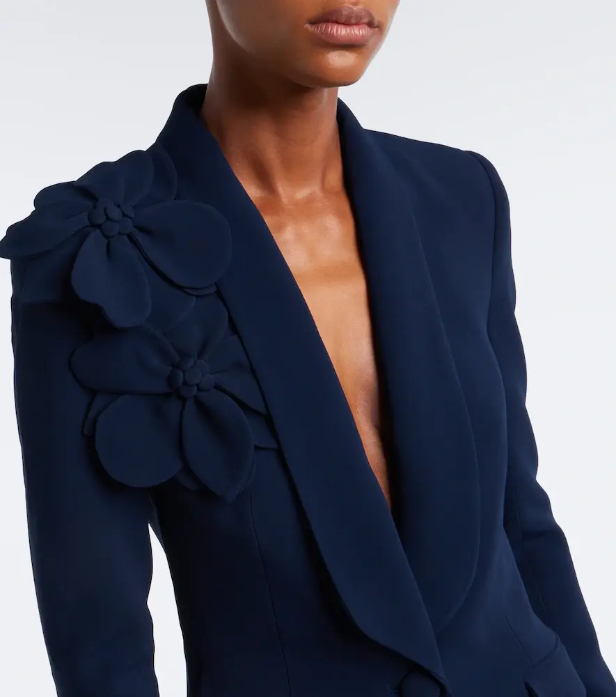 Elie Saab Floral-appliqué cady blazer | Thumbnail 2