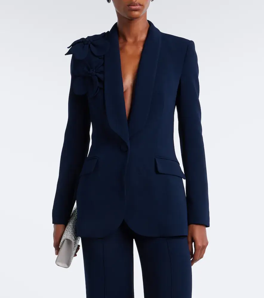 Elie Saab Floral-appliqué cady blazer | Thumbnail 5