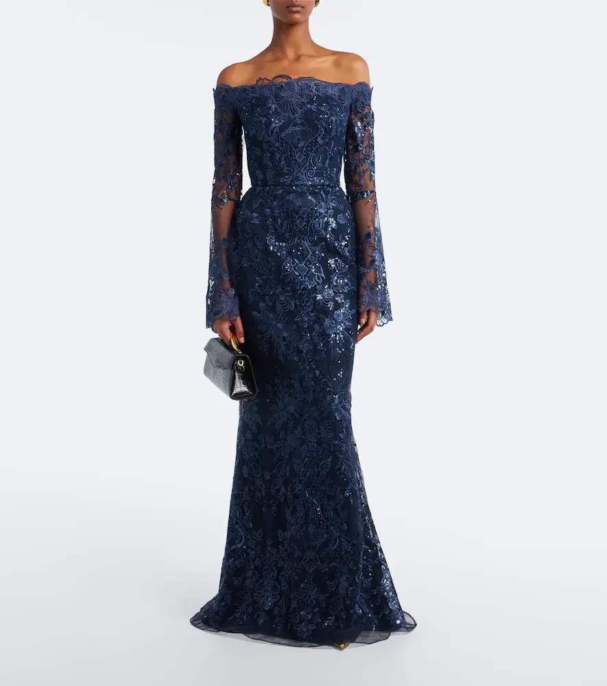 Elie Saab Sequined off-shoulder lace bustier gown | Thumbnail 2 Elie Saab Sequined off-shoulder lace bustier gown | Thumbnail 2