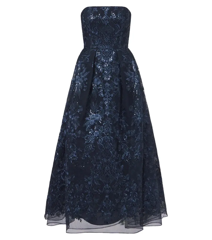 Elie Saab Sequined lace bustier gown