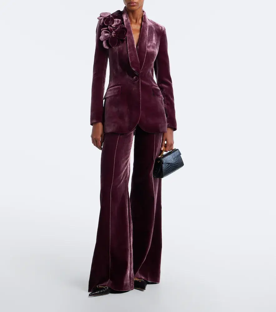 Elie Saab Floral-appliqué silk-blend velvet blazer | Thumbnail 2 Elie Saab Floral-appliqué silk-blend velvet blazer | Thumbnail 2