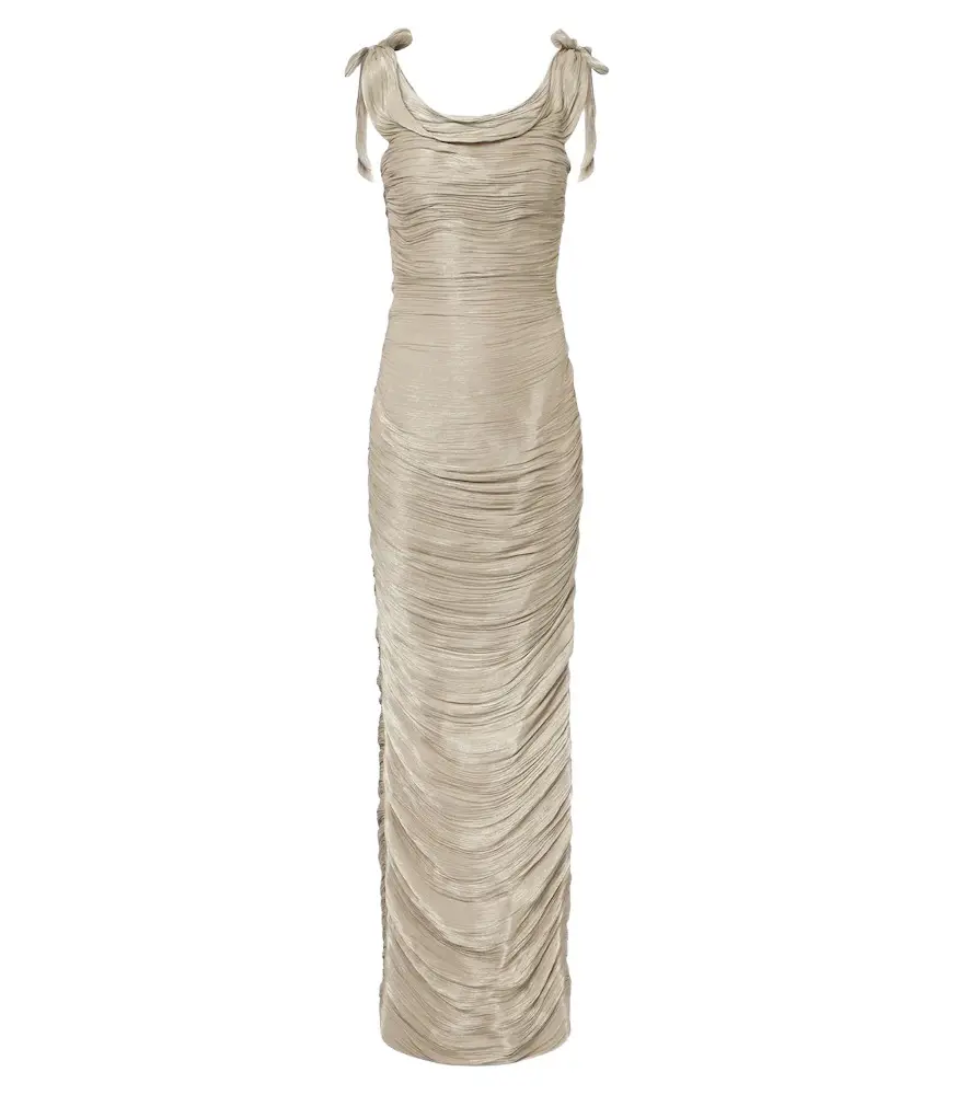 Pleated taffeta gown