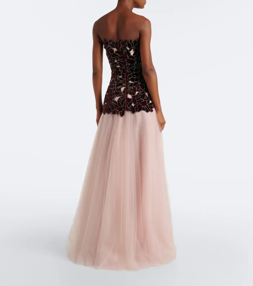 Costarellos Alessi embellished velvet and tulle gown | Thumbnail 2