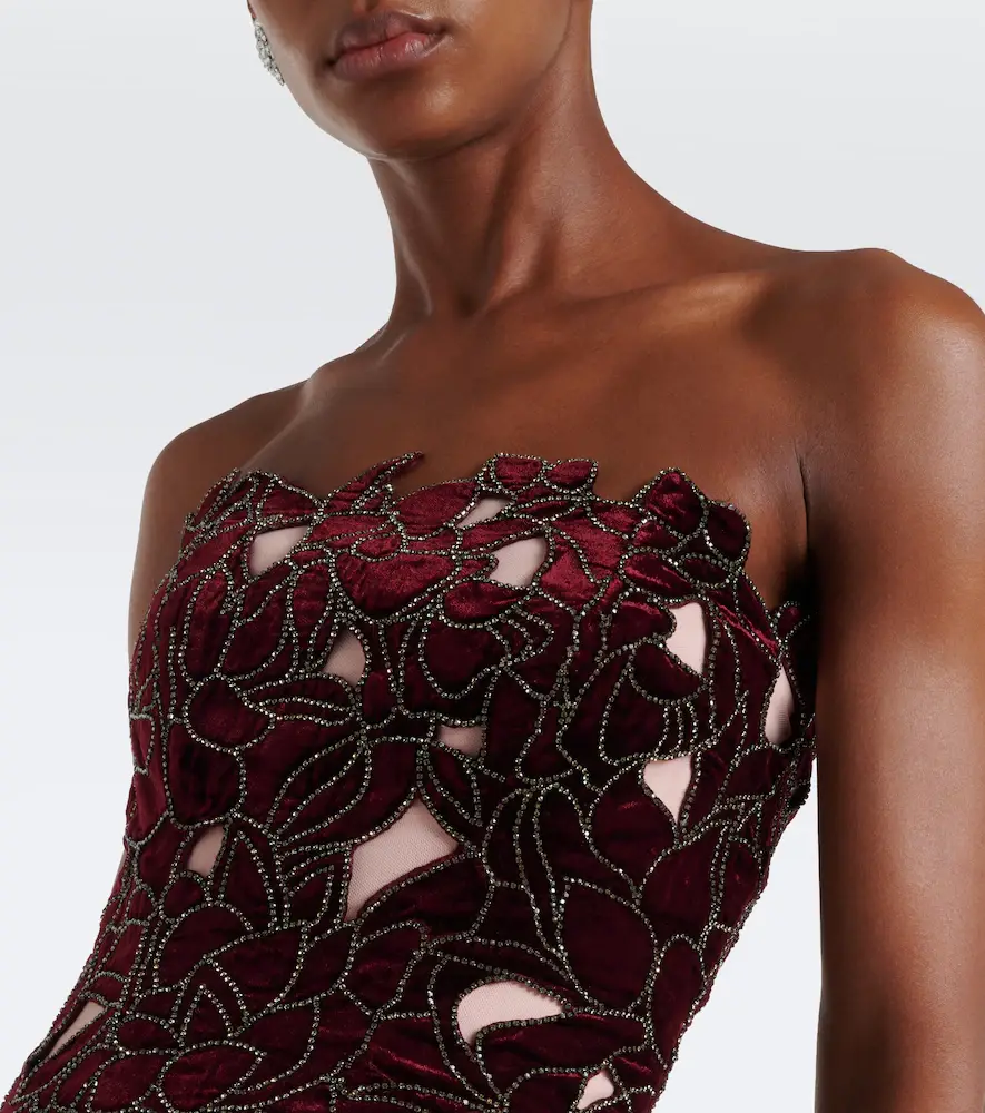 Costarellos Alessi embellished velvet and tulle gown | Thumbnail 4