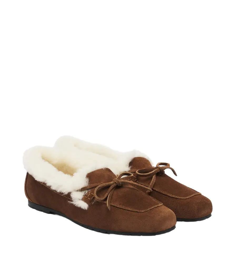 aeyde Jasper shearling-lined suede boat shoes