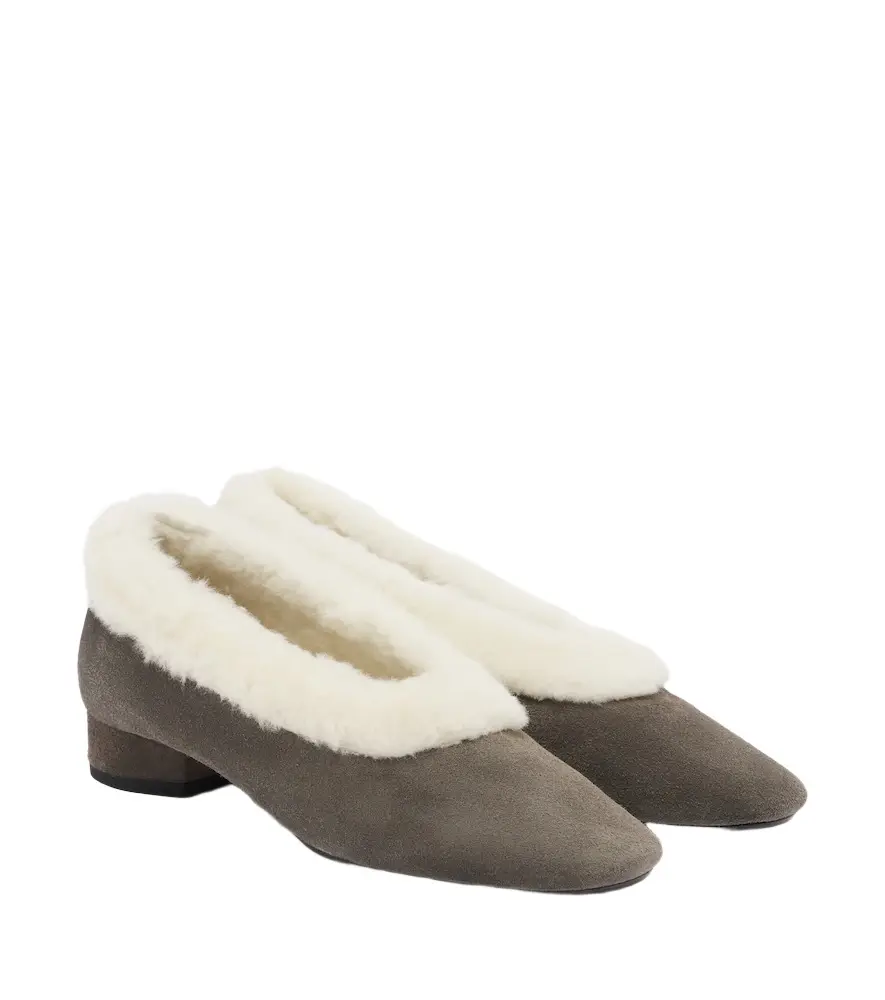Delia shearling-lined suede ballet flats