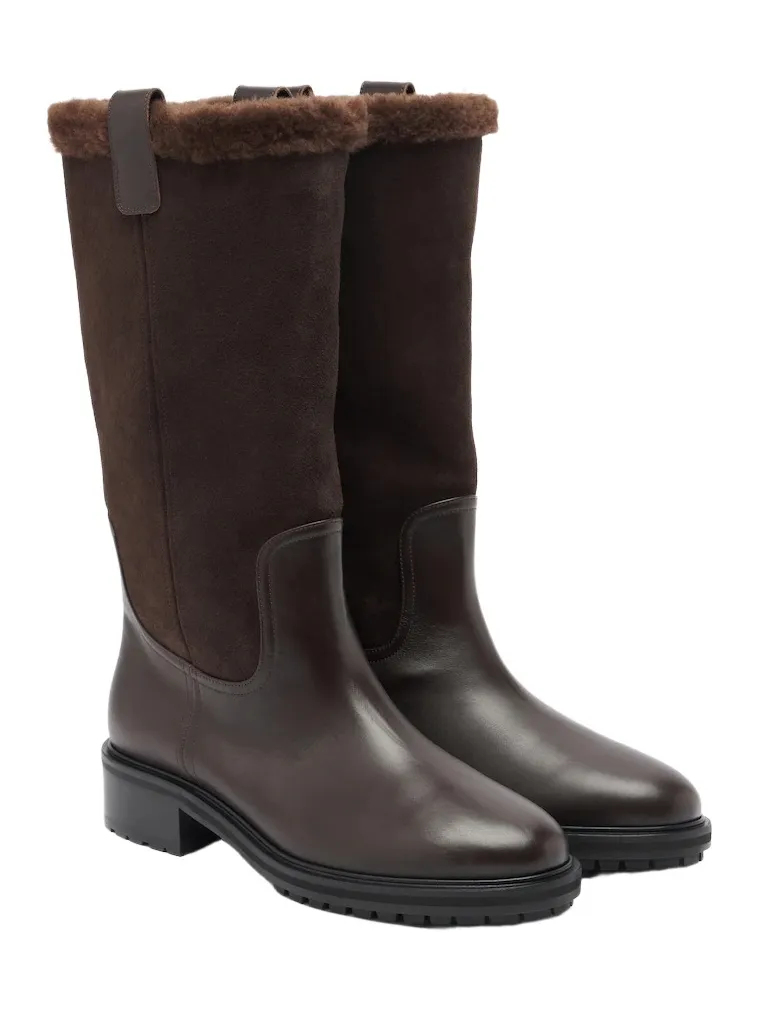 aeyde Theo leather and suede knee-high boots