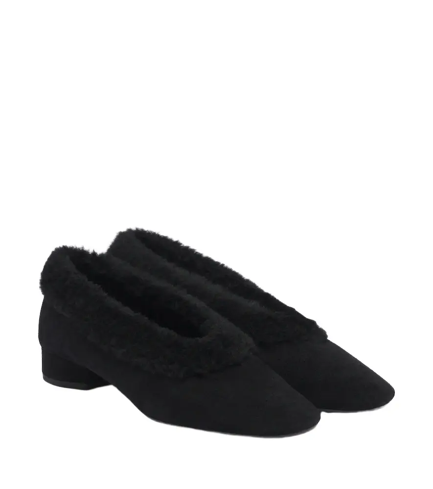 aeyde Delia shearling-lined suede ballet flats