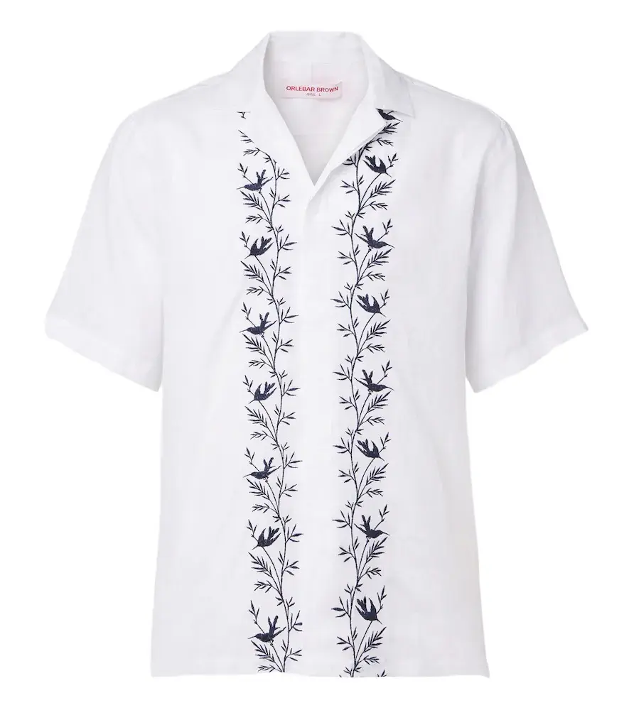 Orlebar Brown Maitan embroidered linen shirt
