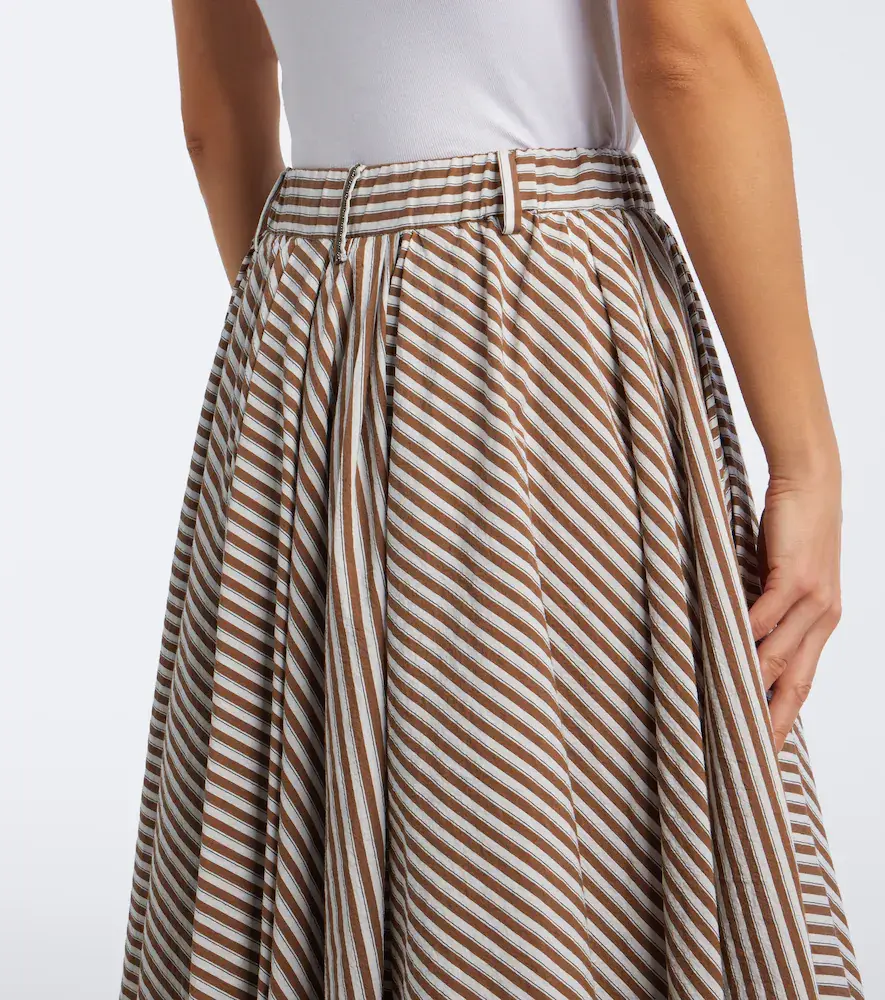 Brunello Cucinelli Striped cotton-blend poplin midi skirt | Thumbnail 2