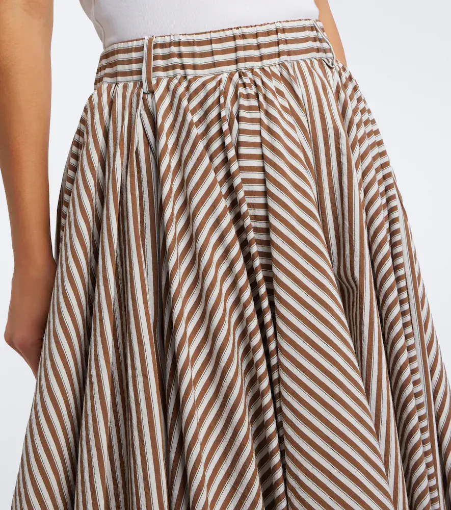Brunello Cucinelli Striped cotton-blend poplin midi skirt | Thumbnail 3