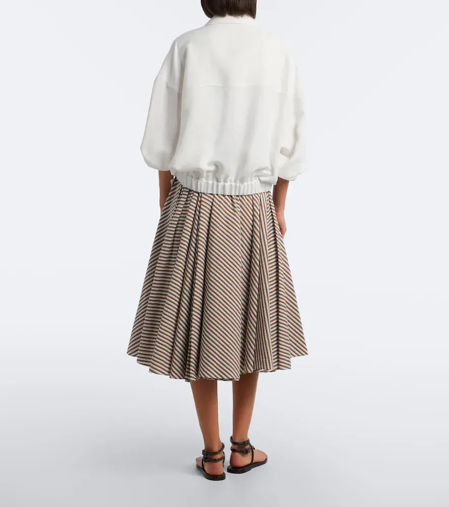 Brunello Cucinelli Striped cotton-blend poplin midi skirt | Thumbnail 5