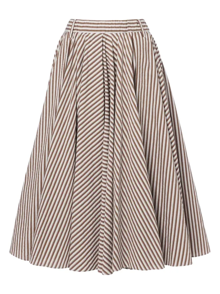 Striped cotton-blend poplin midi skirt Striped cotton-blend poplin midi skirt
