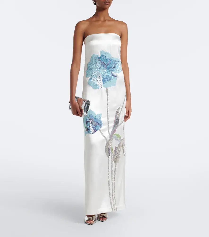 LA FUORI Là Fuori Floral sequined sik satin gown | Thumbnail 5