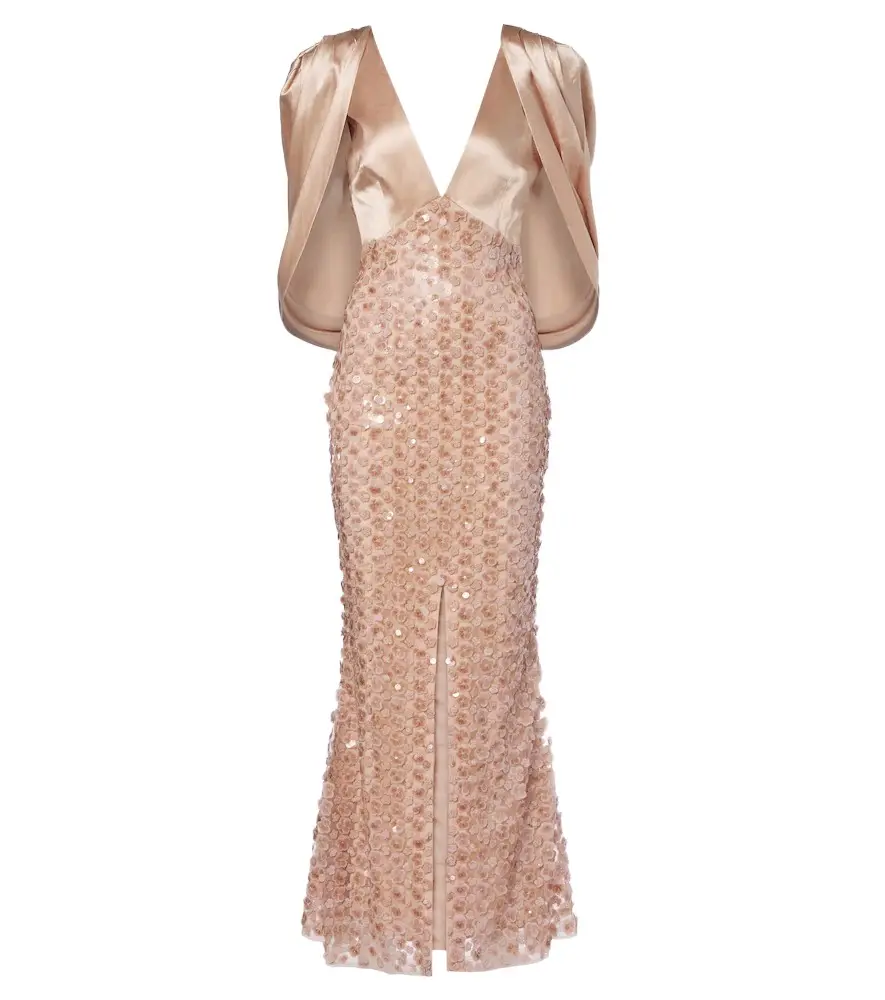 Là Fuori Caped sequined silk satin gown Là Fuori Caped sequined silk satin gown