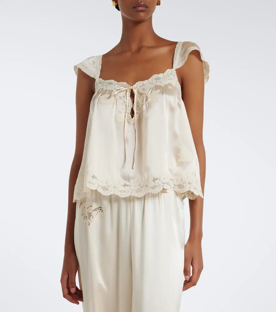 DÔEN Dôen Rosalee lace-trimmed silk satin top | Thumbnail 2